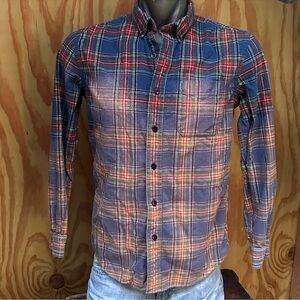 Vintage LL Bean bleached flannel plaid shirt men’s medium